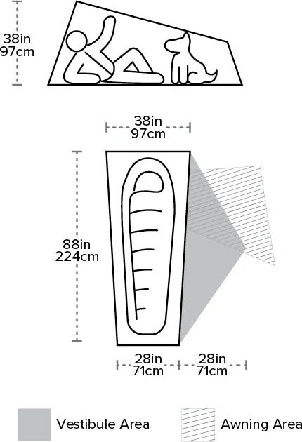 Big Agnes Copper Spur UL1 – måltegning med innvendige mål